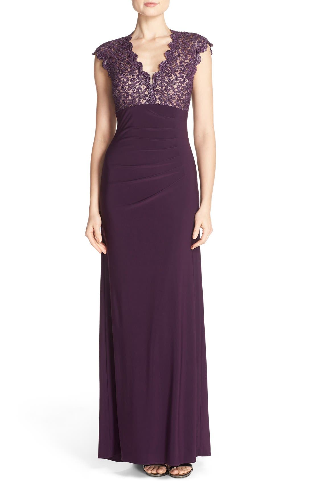 Xscape Metallic Lace & Jersey Gown (Regular & Petite) Nordstrom