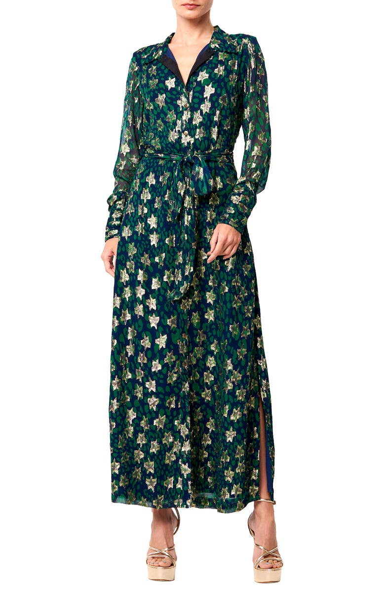 CIEBON Jynai Long Sleeve Shirtdress, Main, color, Navy Green