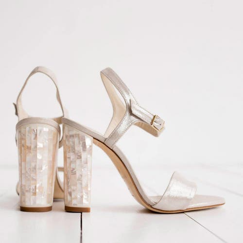 Shop Freya Rose Martina Ankle Strap Pearl Heel Sandal In Champagne