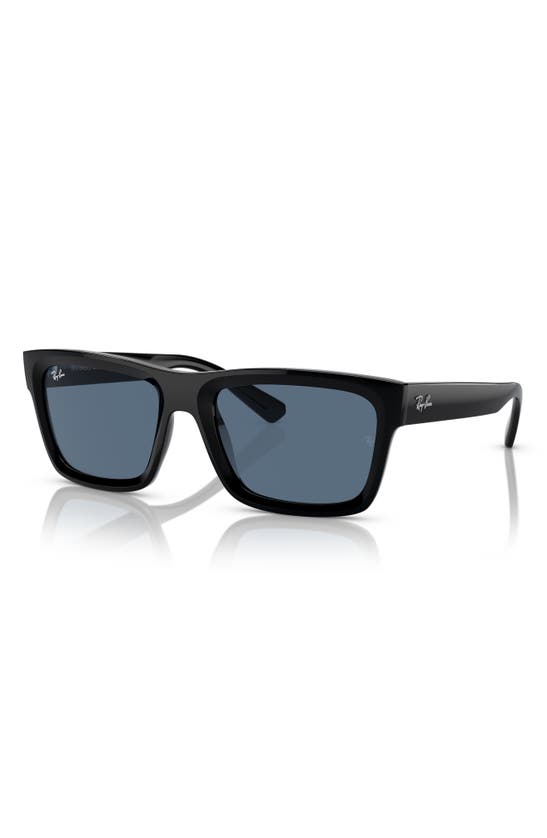 Ray Ban Warren 57mm Rectangular Sunglasses In Black Blue