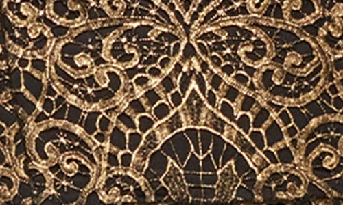 Helsi Taylor Metallic Lace Midi Cocktail Dress In Brushed Gold/black