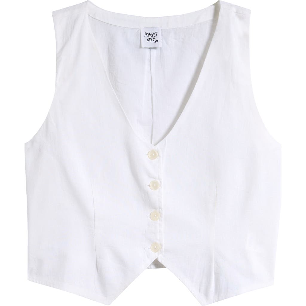 Princess Polly Capone Crop Vest In Ivory