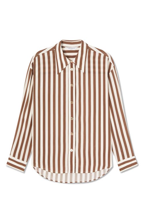 Shop Lk Bennett Blythe Stripe Button-up Shirt In Brown Multi