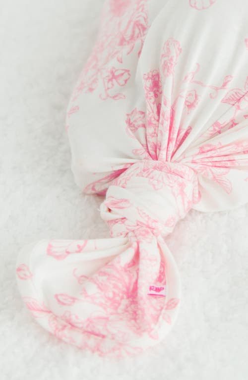 Rufflebutts Knotted Gown & Hat Set In White/pink