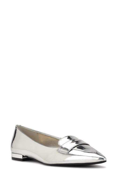 Nine West Lallin Pointed Toe Flat Silver 040 at Nordstrom,