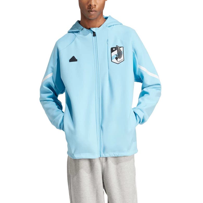 Shop Adidas Originals Adidas Light Blue Minnesota United Fc 2024 Anthem Travel Raglan Sleeve Full-zip Jacket