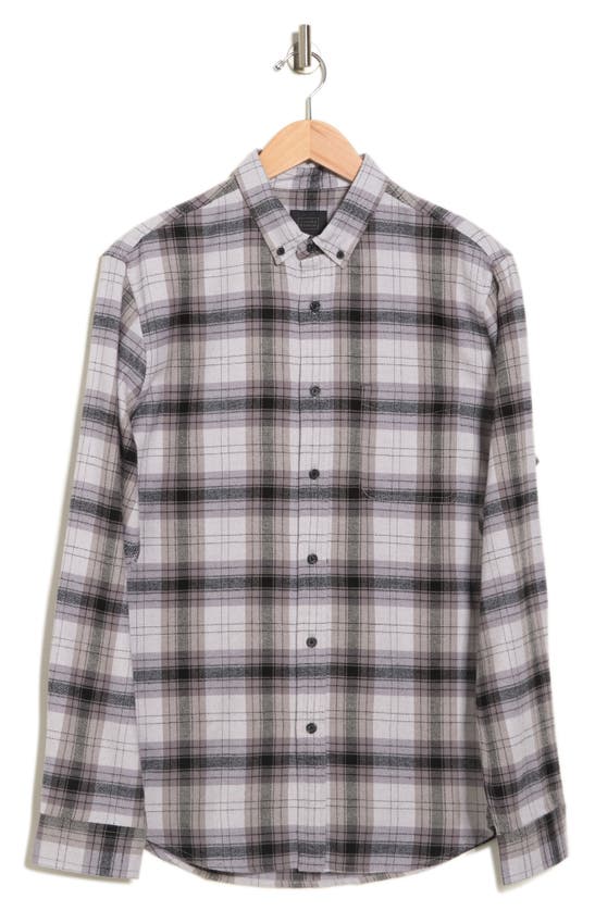 14th & Union 14th And Union Grindle Trim Fit Flannel Shirt In Grey Black Cascade Grindle