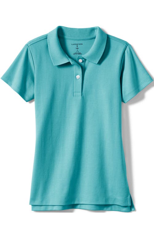 Shop Lands' End School Uniform Girls Short Sleeve Feminine Fit Interlock Polo Shirt In Teal Breeze