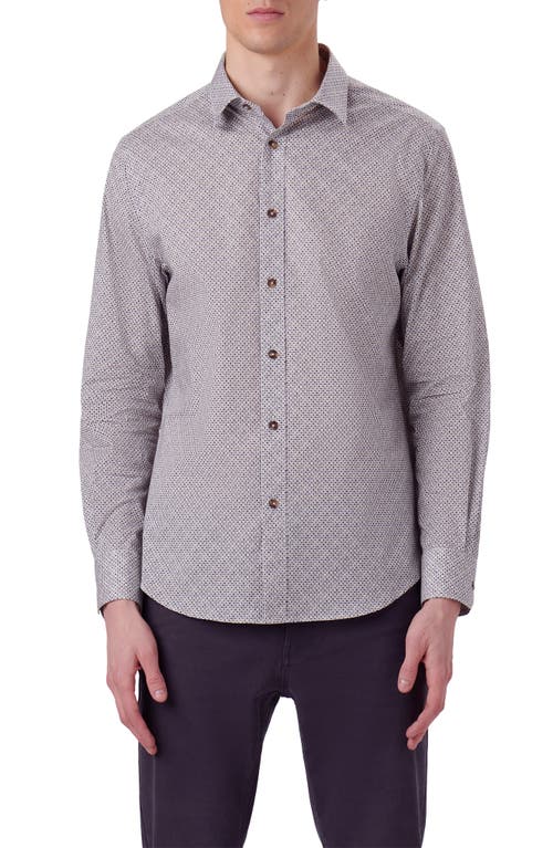 Bugatchi Julian Shaped Fit Mosaic Print Stretch Cotton Button-Up Shirt Willow at Nordstrom,