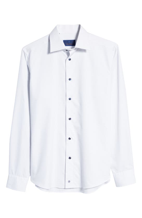 Shop David Donahue Trim Fit Cotton Dress Shirt In White/ Gray