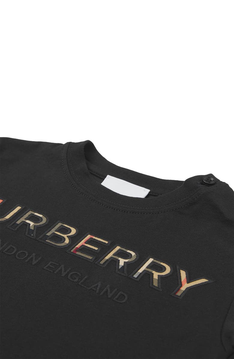 Burberry Kids' Eugene Embroidered Check Logo Cotton T-Shirt 