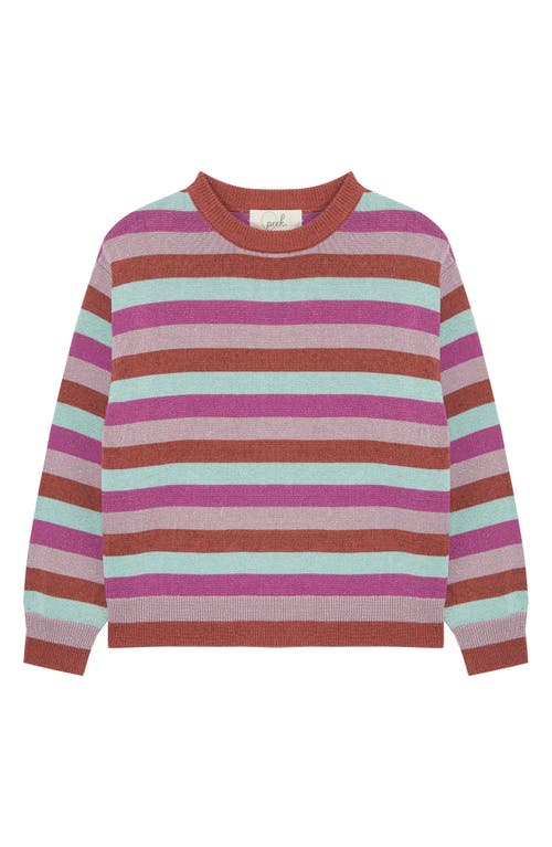 Peek Aren'T You Curious Kids' Metallic Stripe Cotton Sweater Purple at Nordstrom,
