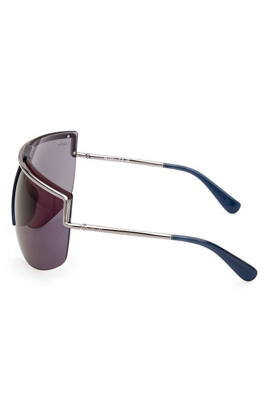 Shop Max Mara 70mm Shield Sunglasses In Shiny Blue / Blue Mirror