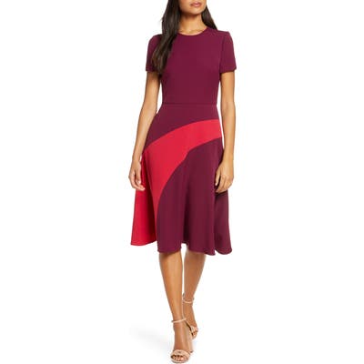 Maggy London Colorblock A-Line Dress, Purple