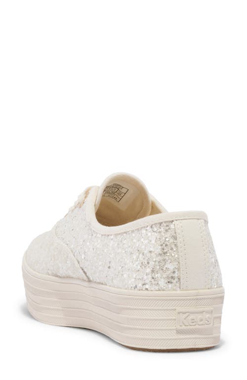 Keds ® Point Glitter Platform Sneaker In Light Beige Glitter