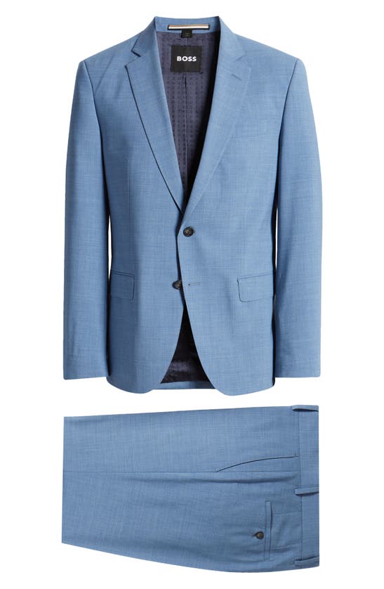 Shop Hugo Boss Boss Huge Stretch Wool Suit In Open Blue