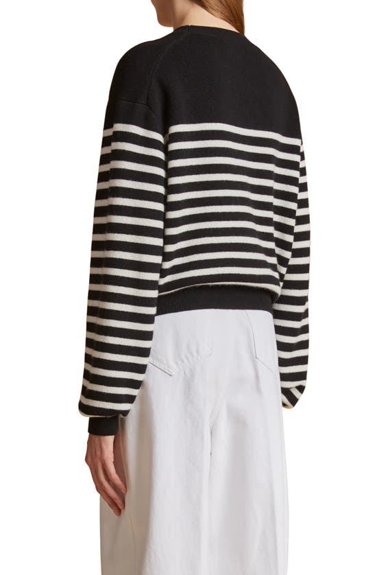 Shop Khaite Viola Stripe Cashmere Sweater In Black / Ivory