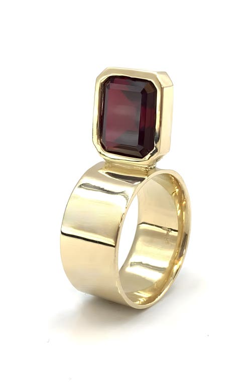 Shop Leslie Paige Perched Setting Garnet Ring In Yellow Gold/garnet