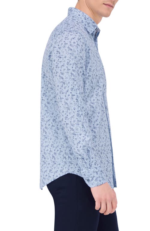 Bugatchi Julian Shaped Fit Print Button-up Shirt In Sky