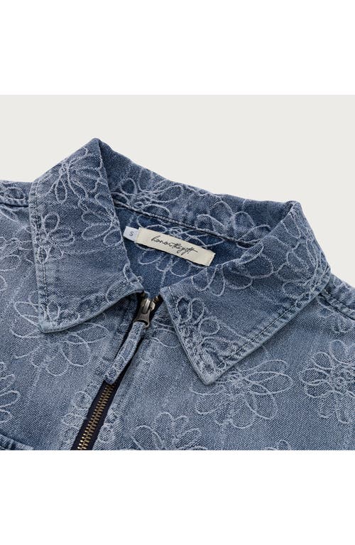 Shop Honor The Gift Crop Denim Jacket In Light Blue