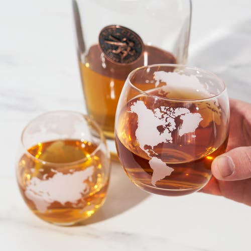 Viski Globe Whiskey Tumblers Set Of 2 In Clear