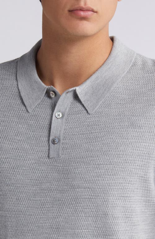 Shop Nordstrom Short Sleeve Coolmax® & Wool Polo Sweater In Grey Heather