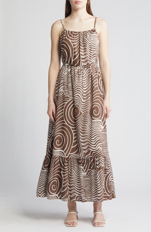 Maris Swirl Print Tiered Cotton Maxi Dress in Swirls