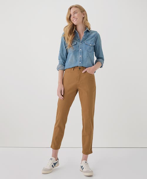 Shop Pact Organic Stretch Twill Denim Slim Straight Pant In Camel