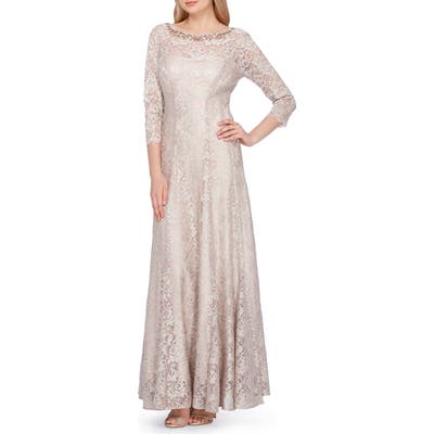 Tahari Embellished Lace Gown, Beige