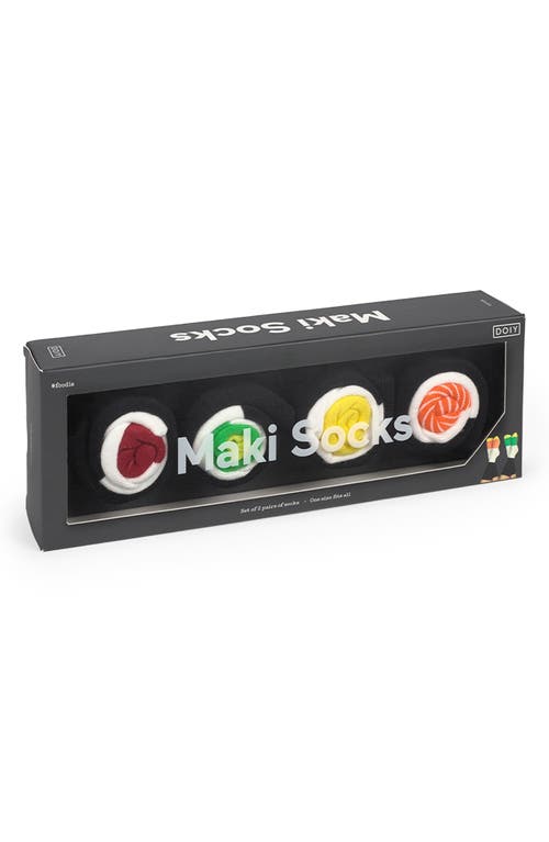 Doiy Pack Of 2 Maki Box Socks In Black/green/orange Multi