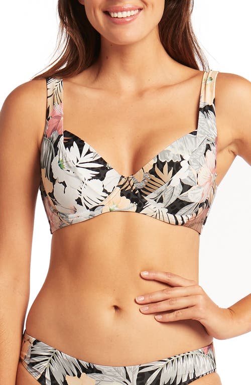 Sea Level Calypso Floral C- & D-Cup Underwire Bikini Top Charcoal at Nordstrom, Us