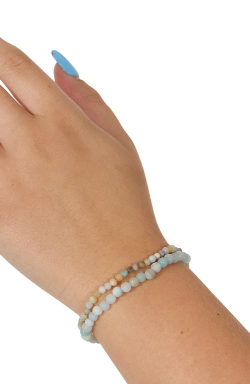 Sterling Forever Stone 2-pack Beaded Stretch Bracelets In Macaron