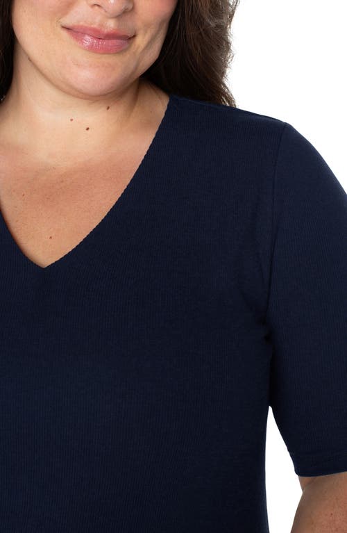 Shop Liverpool Double Layer V-neck Top In Dark Navy