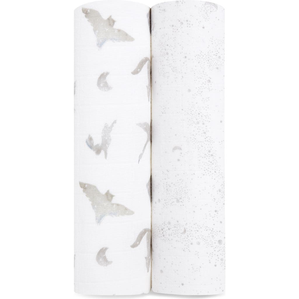 aden + anais Assorted 2-Pack Organic Cotton Muslin Swaddling Cloths in Map The Stars Grey