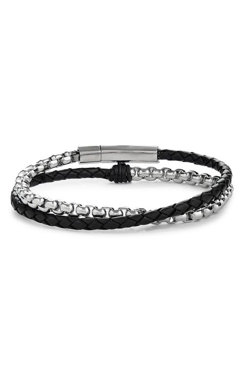 Jonas Studio Braided Leather & Chain Double Wrap Bracelet in Black