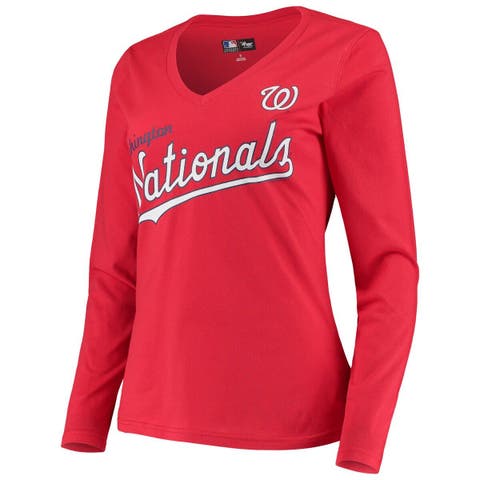 Washington Nationals G-III 4Her by Carl Banks Women's Dot Print Fitted T- Shirt - Navy