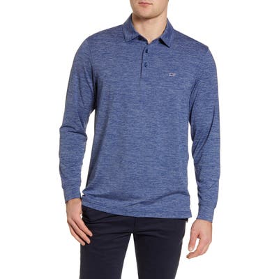 Vineyard Vines Destin Stripe Long Sleeve Polo, Blue