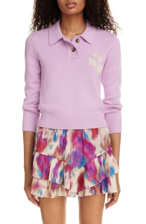 Isabel Marant Étoile Nola Logo Cotton & Wool Polo Sweater in Lilac