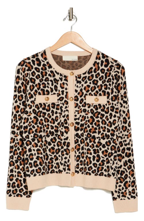 By Design Keira Chest Pocket Cardigan In Leopard