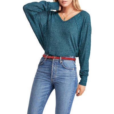Free People Santa Clara Thermal Top, Blue/green