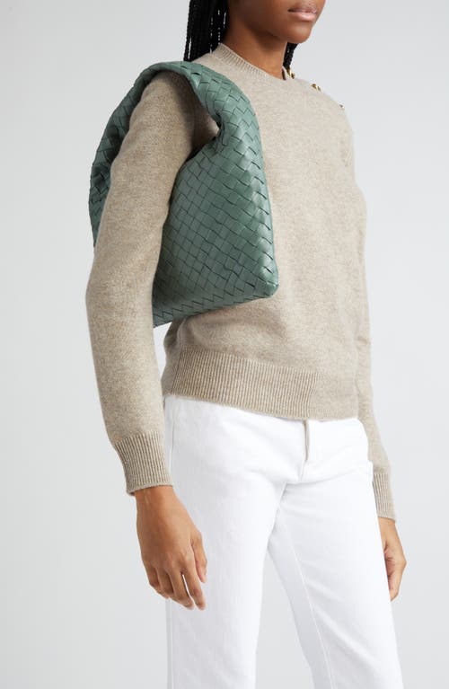 Shop Bottega Veneta Small Hop Hobo Bag In Aloe/brass