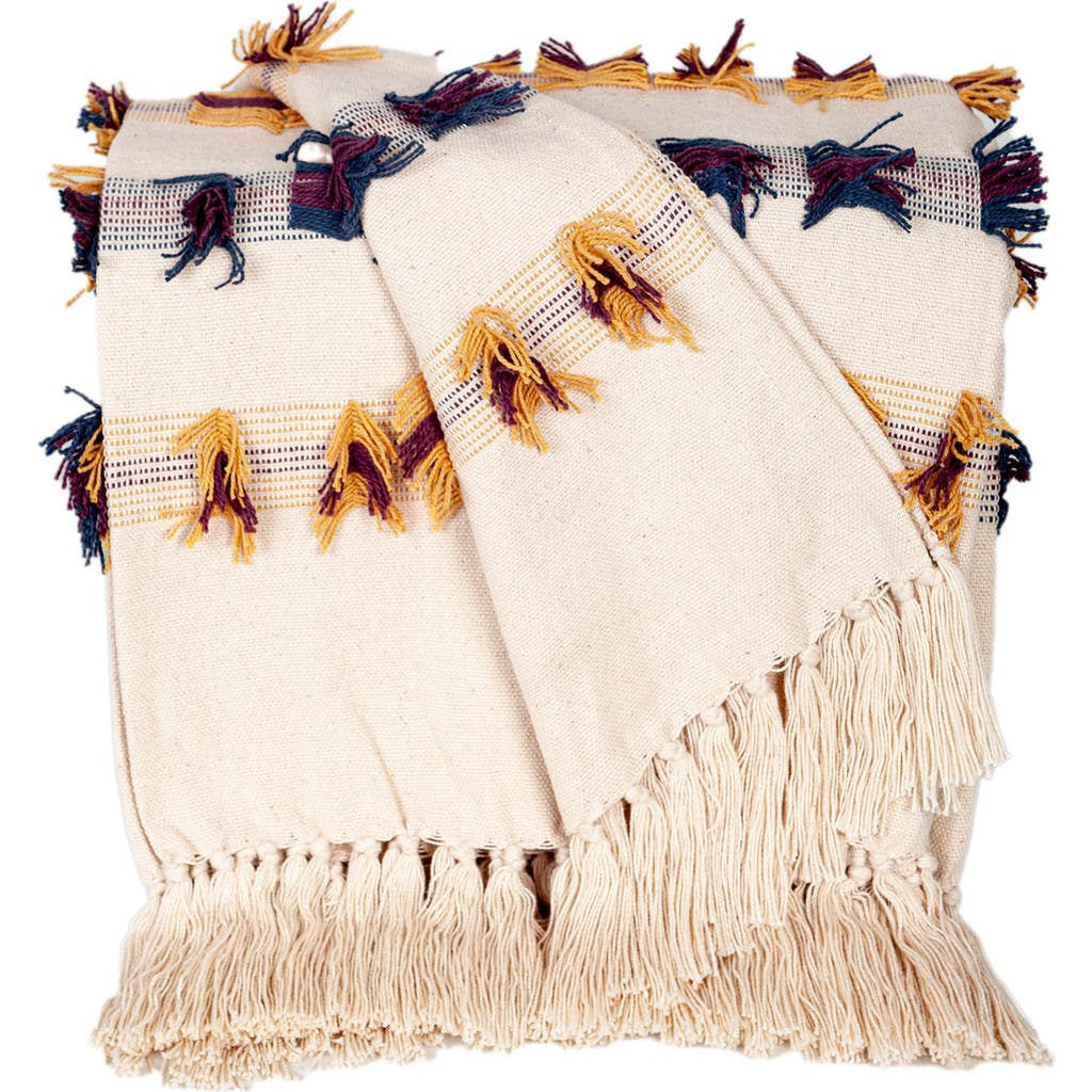 Parkland Collection Tomoko Fringe Throw Blanket In Beige Multi