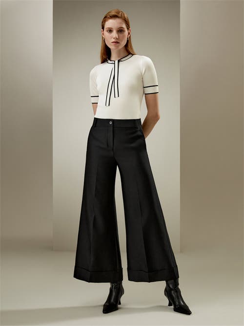 Lilysilk Silk Knit Top With Ribbons In White With Black Stripes
