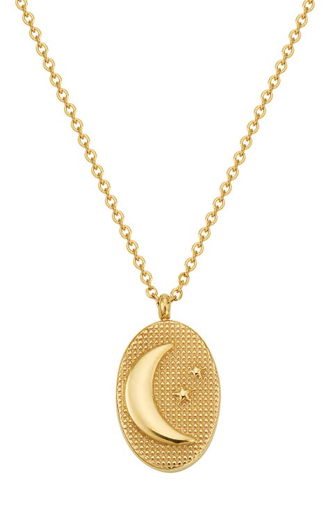Water Resistant Moon Tablet Pendant necklace