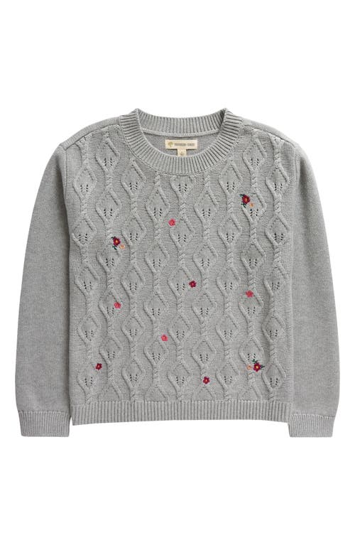 Tucker + Tate Kids' Embroidered Cable Sweater in Grey Heather
