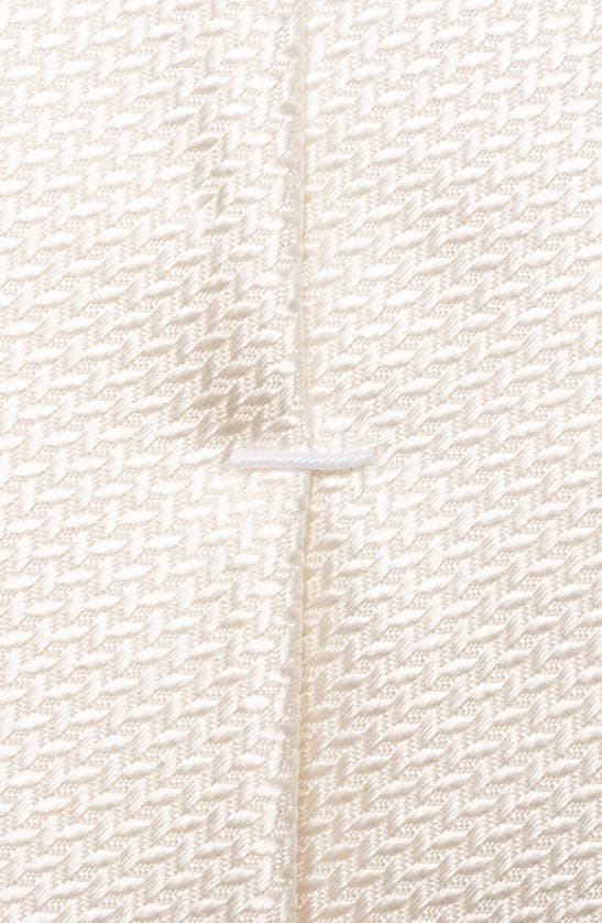 Shop Eton Solid Herringbone Silk Tie In Natural