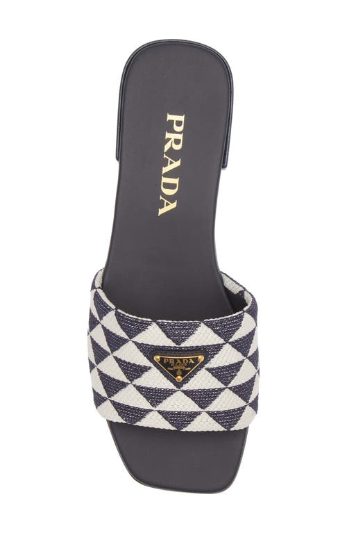 Shop Prada Logo Slide Sandal In Baltico/talco