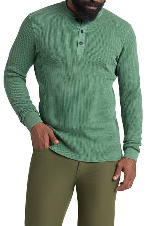 Shop Goodlife Waffle Stitch Thermal Henley In Evergreen