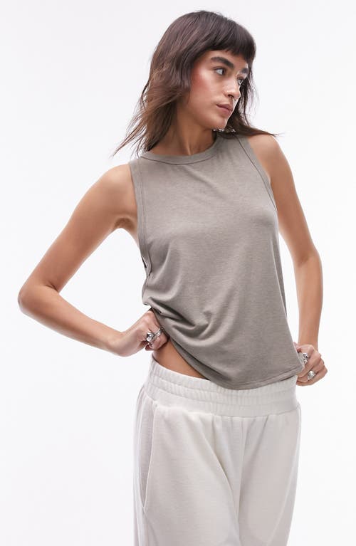 Topshop Loose Jersey Tank In Khaki