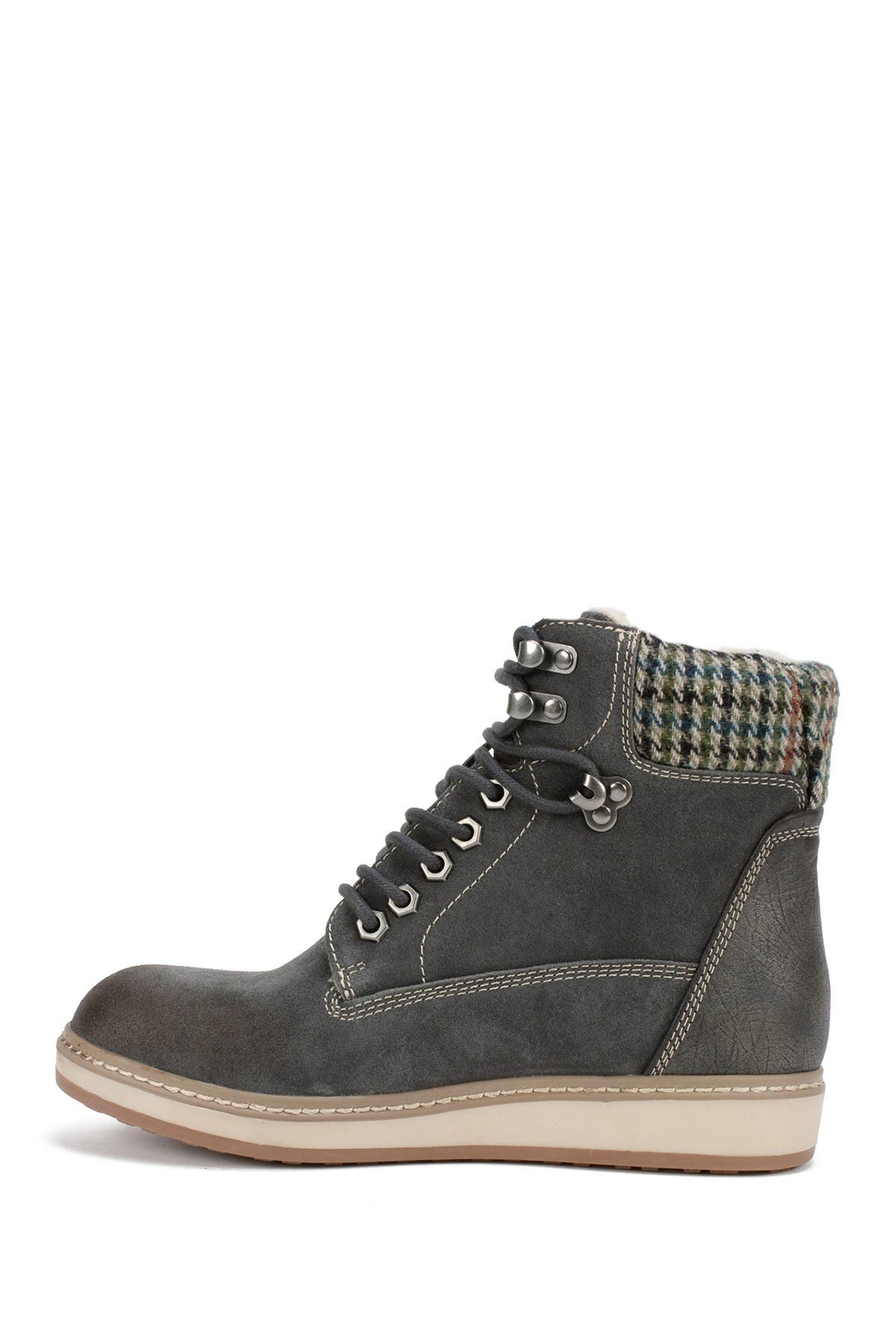 White Mountain Footwear Theo Suede Lace-up Faux Shearling Lined Boot In Open Grey